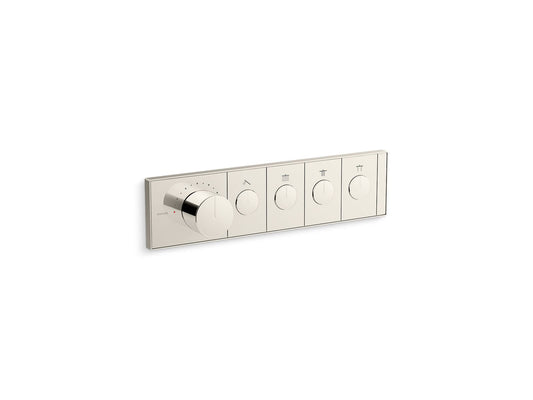 KOHLER K-26348-9-SN Anthem Four-Outlet Recessed Mechanical Thermostatic Valve Control In Vibrant Polished Nickel