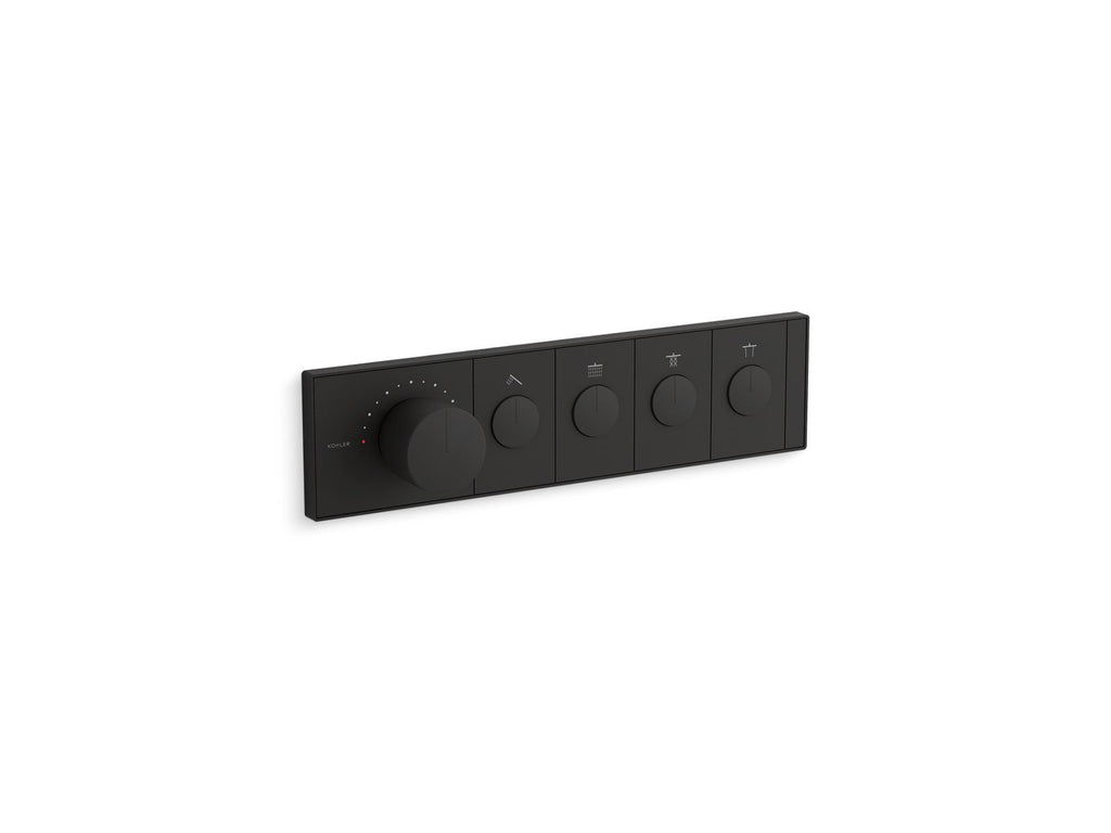 KOHLER K-26348-9-BL Anthem Four-Outlet Recessed Mechanical Thermostatic Valve Control - Matte Black