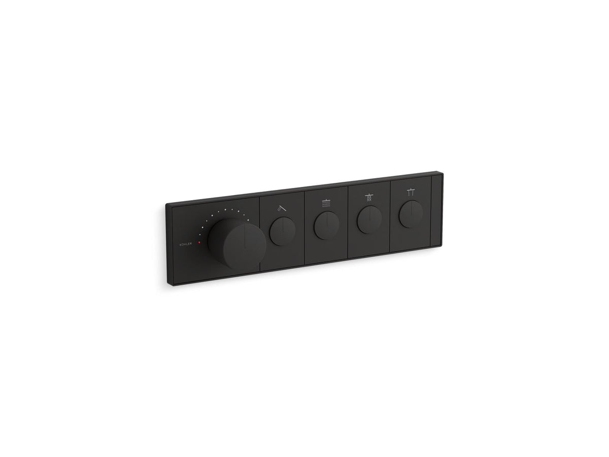 KOHLER K-26348-9-BL Anthem Four-Outlet Recessed Mechanical Thermostatic Valve Control - Matte Black