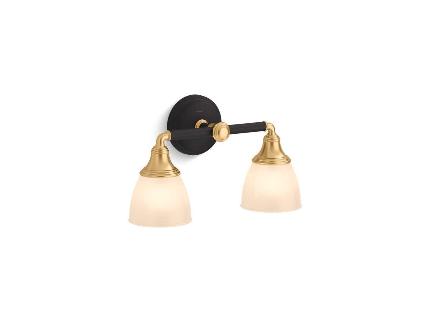 KOHLER K-10571-BML Devonshire Two-Light Sconce In Black with Brass Trim