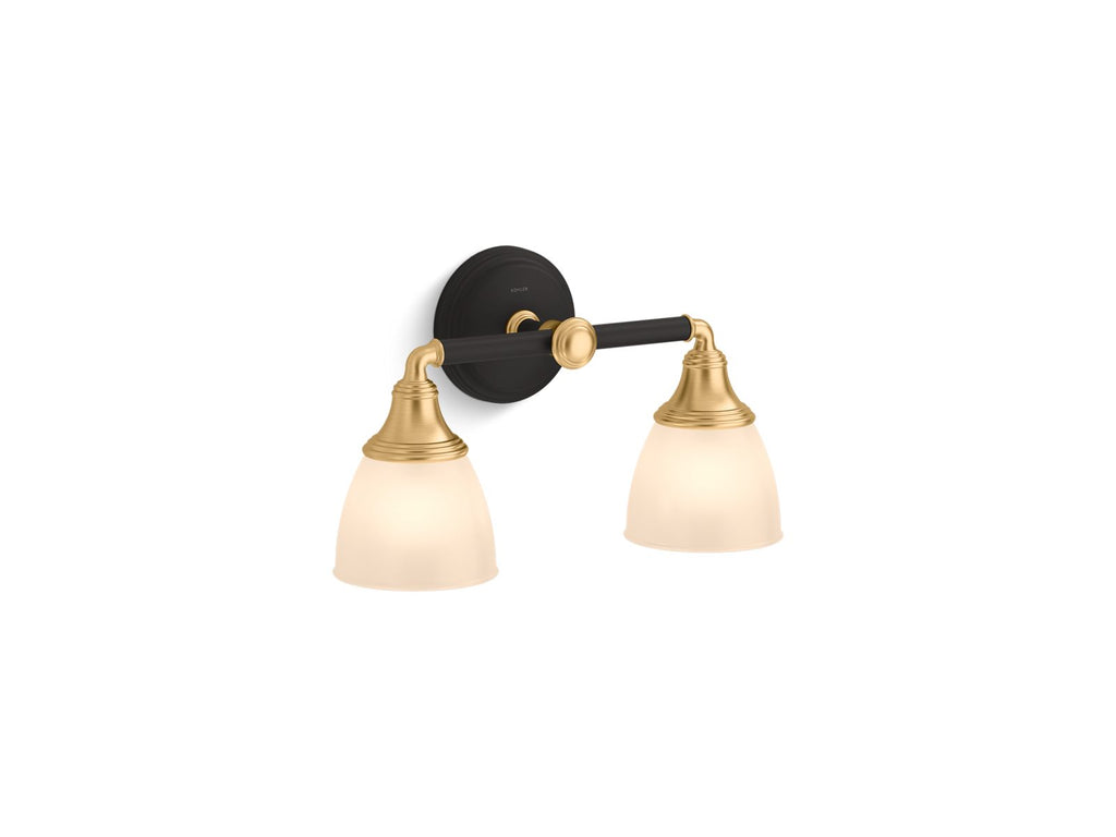 KOHLER K-10571-BML Devonshire Two-Light Sconce - Black With Brass Trim