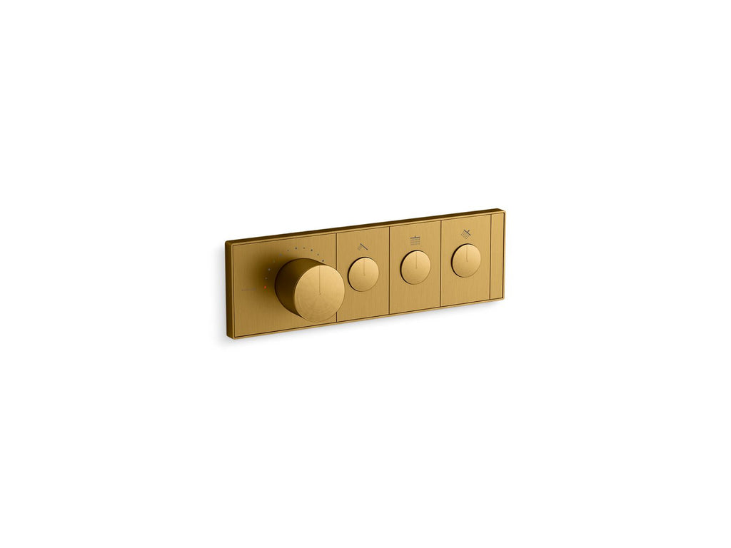 KOHLER K-26347-9-2MB Anthem Three-Outlet Recessed Mechanical Thermostatic Valve Control - Vibrant Brushed Moderne Brass