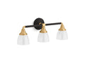 KOHLER K-10572-BML Devonshire Three-Light Sconce - Black With Brass Trim