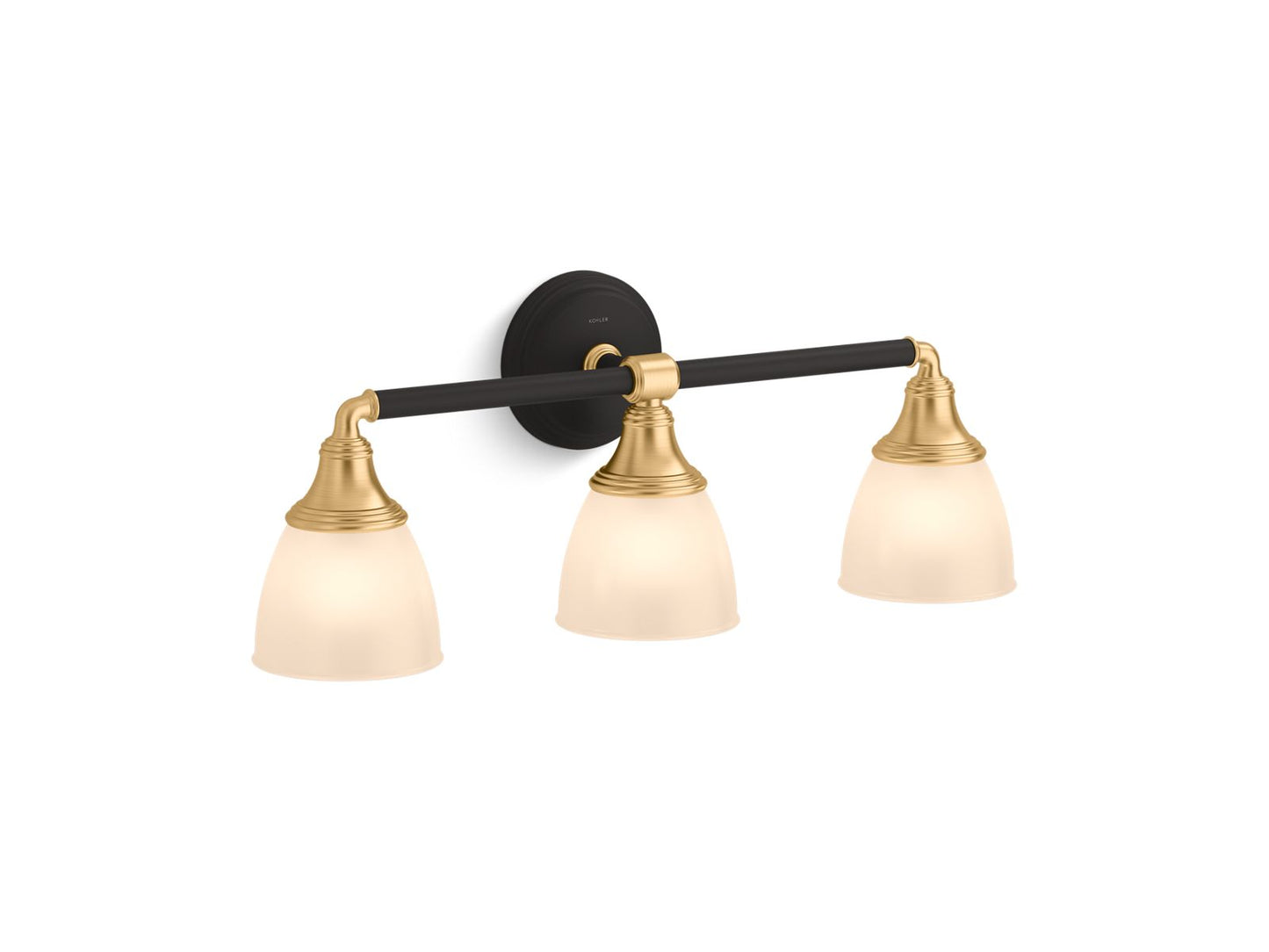 KOHLER K-10572-BML Devonshire Three-Light Sconce In Black with Brass Trim