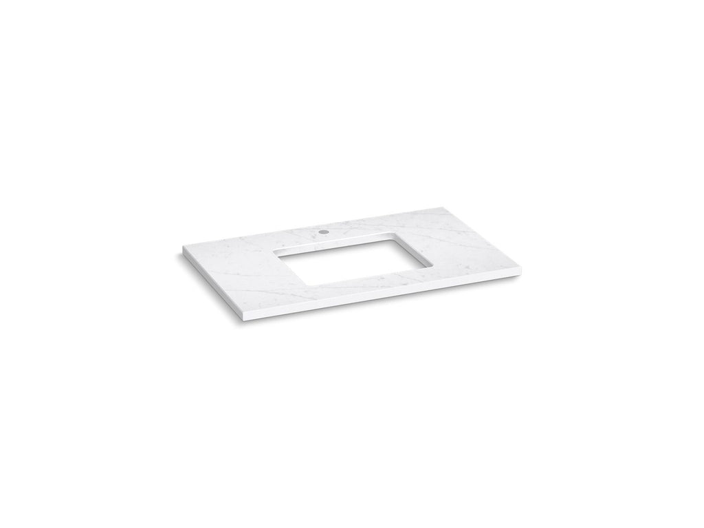 KOHLER K-28250-EST Silestone 37" Quartz Vanity Top With Rectangular Cutout - Eternal Statuario