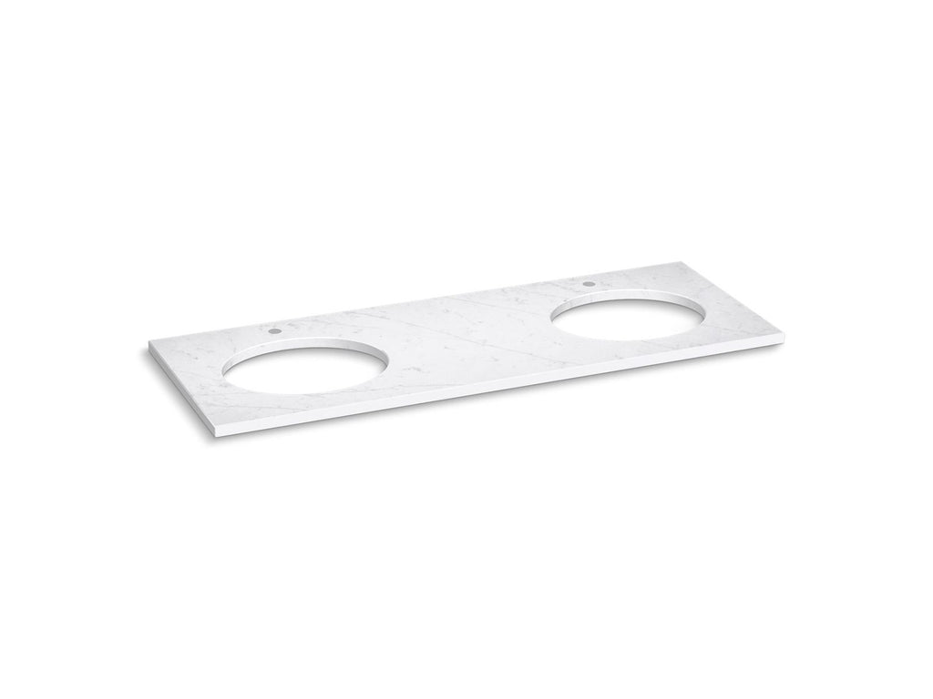 KOHLER K-28256-EST Silestone Quartz 61" Vanity Top With Double Oval Cutouts - Eternal Statuario