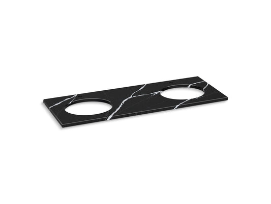 KOHLER K-28256-EMQ Silestone quartz 61" vanity top with double oval cutouts - Eternal Marquina