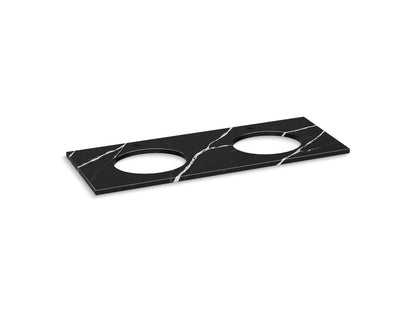 KOHLER K-28259-EMQ Silestone quartz 61" vanity top with double oval cutouts - Eternal Marquina