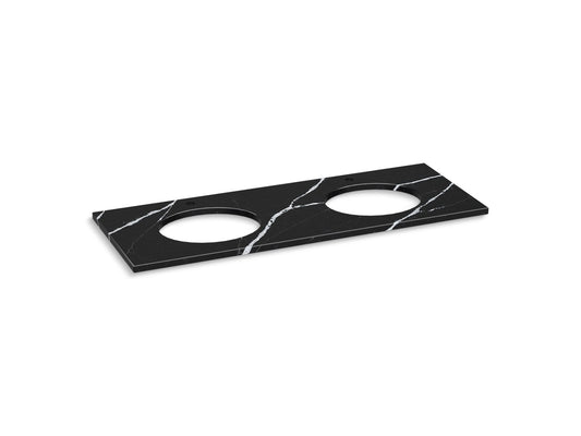 KOHLER K-28259-EMQ Silestone quartz 61" vanity top with double oval cutouts - Eternal Marquina