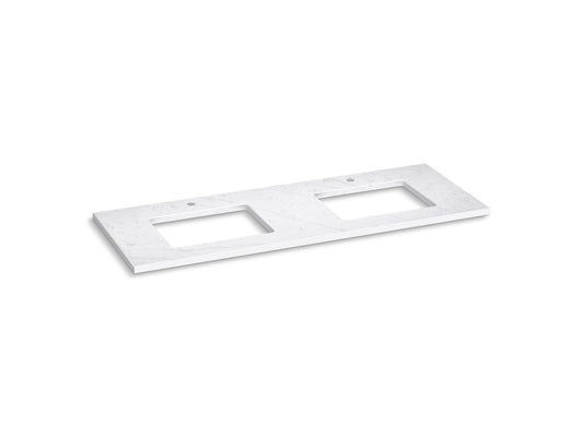 KOHLER K-28258-EST Silestone 61" quartz vanity top with two rectangular cutouts - Eternal Statuario
