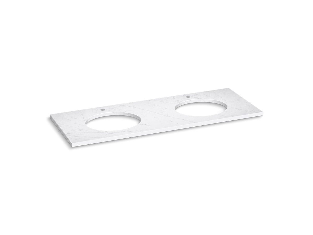 KOHLER K-28259-EST Silestone Quartz 61" Vanity Top With Double Oval Cutouts - Eternal Statuario