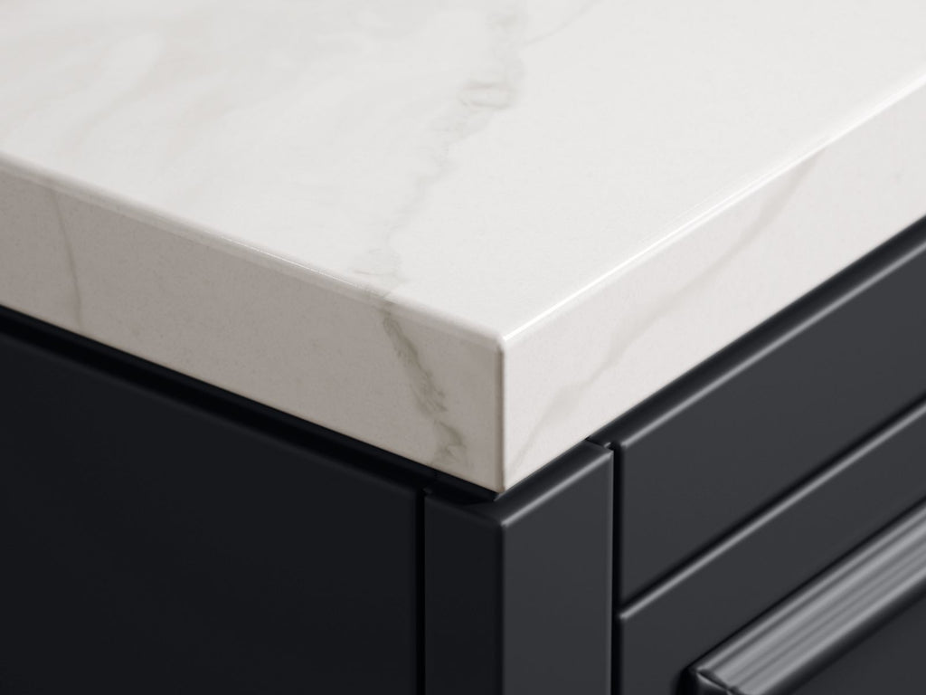 KOHLER K-33547-ASB-0 Southerk 60" Bathroom Vanity Cabinet With Sinks And Quartz Top - White