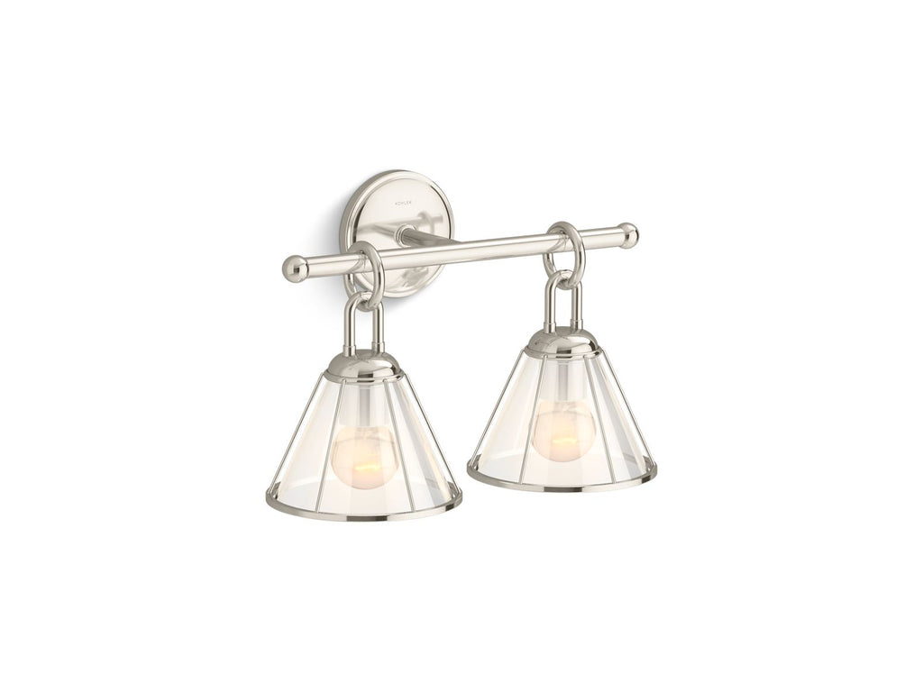 KOHLER K-27742-SC02-SNL Terret Two-Light Sconce In Polished Nickel