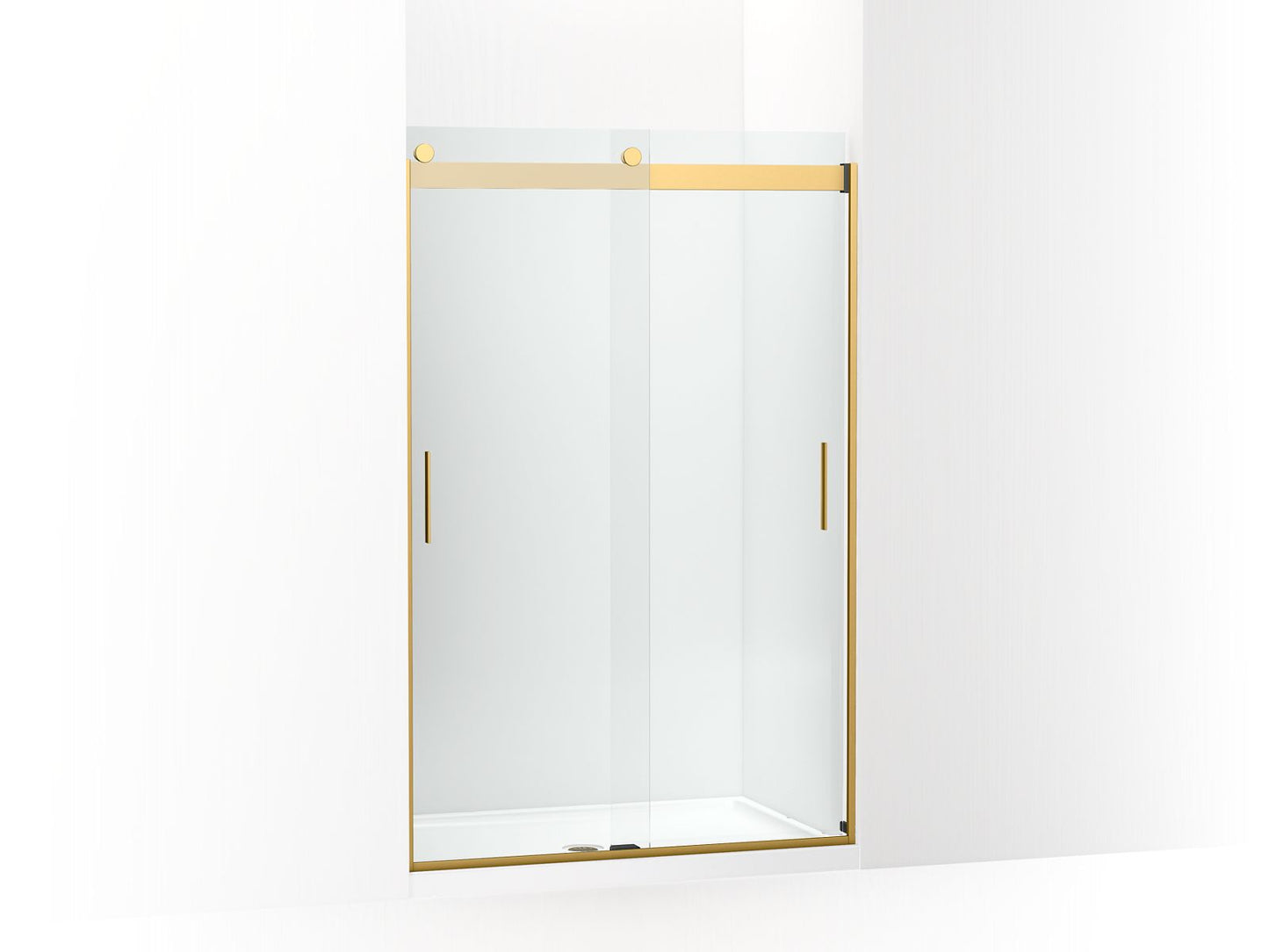 KOHLER K-706008-L-2MB Levity Sliding Shower Door, 74" H X 43-5/8 - 47-5/8" W, With 1/4" Thick Crystal Clear Glass In Vibrant Brushed Moderne Brass