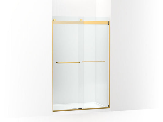 KOHLER K-706014-L-2MB Levity Sliding Shower Door, 74" H X 44-5/8 - 47-5/8" W, With 1/4" Thick Crystal Clear Glass In Vibrant Brushed Moderne Brass