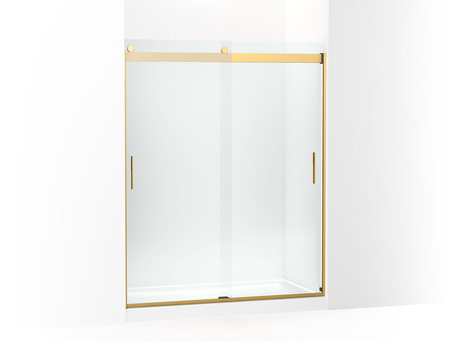 KOHLER K-706009-L-2MB Levity Sliding Shower Door, 74" H X 56-5/8 - 59-5/8" W, With 1/4" Thick Crystal Clear Glass In Vibrant Brushed Moderne Brass