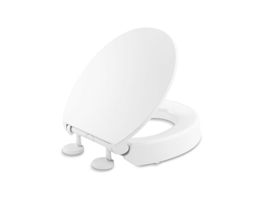 KOHLER K-25876-0 Hyten Elevated Quiet-Close Round-Front Toilet Seat In White