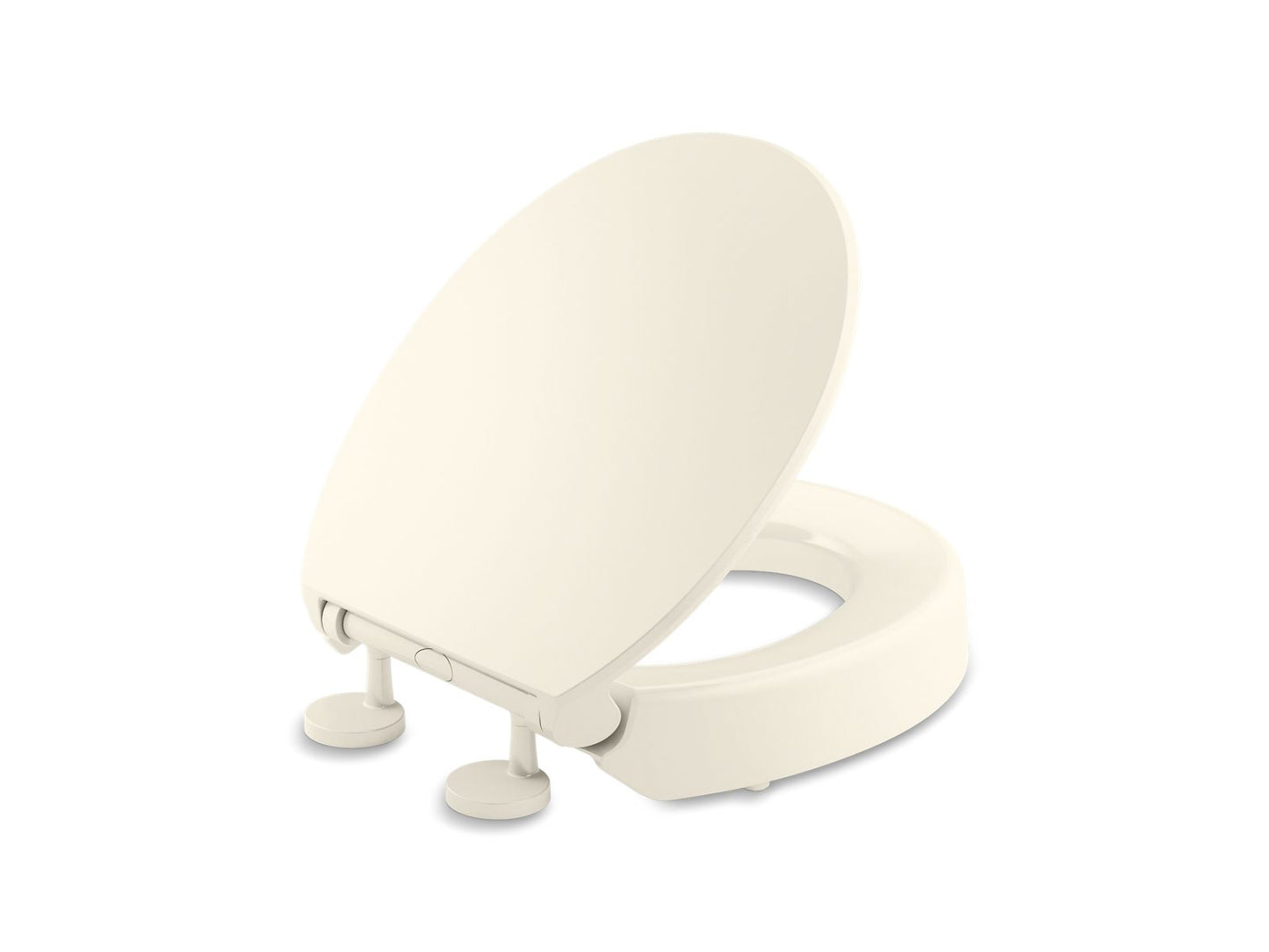 KOHLER K-25876-96 Hyten Elevated Quiet-Close Round-Front Toilet Seat In Biscuit