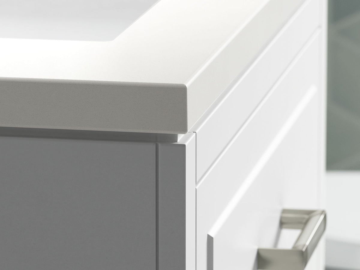 KOHLER K-33551-ASB-0 Seer 24" Bathroom Vanity Cabinet With Sink And Quartz Top - White