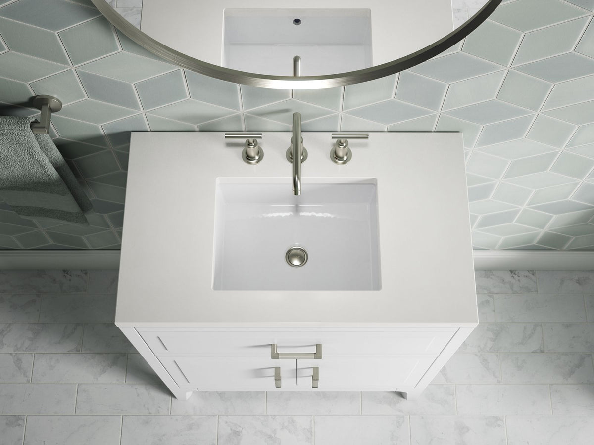 KOHLER K-33552-ASB-1WT Seer 30" Bathroom Vanity Cabinet With Sink And Quartz Top - Mohair Grey