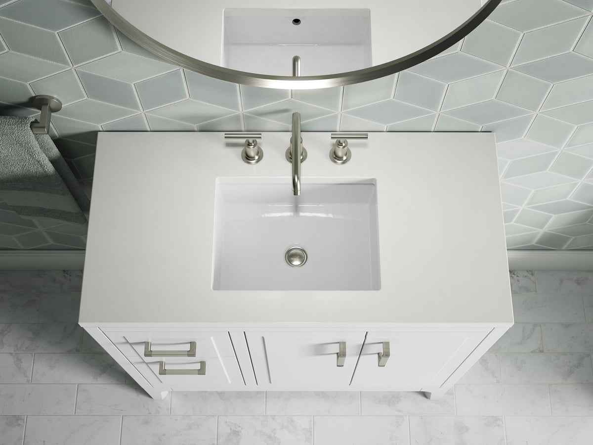 KOHLER K-33553-ASB-0 Seer 36" Bathroom Vanity Cabinet With Sink And Quartz Top - White