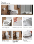 KOHLER K-98804-CP-0 Purewash M300 Elongated Manual Bidet Toilet Seat - White
