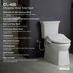 KOHLER K-26132-CSP-96 Purewash E545 Elongated Bidet Toilet Seat - Biscuit