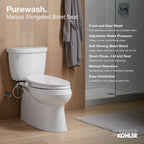 KOHLER K-98804-0 Purewash M300 Elongated Manual Bidet Toilet Seat - White