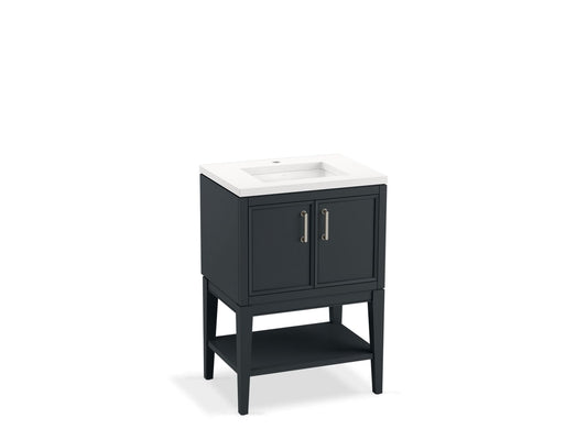 KOHLER K-33577-ASB-1WX Winnow 24" Bathroom Vanity Cabinet With Sink And Quartz Top In Slate Grey