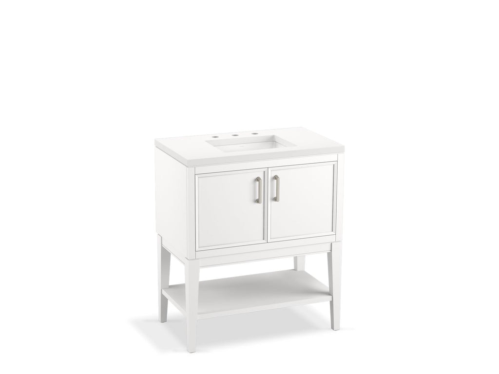 KOHLER K-33578-ASB-0 Winnow 30" Bathroom Vanity Cabinet With Sink And Quartz Top - White