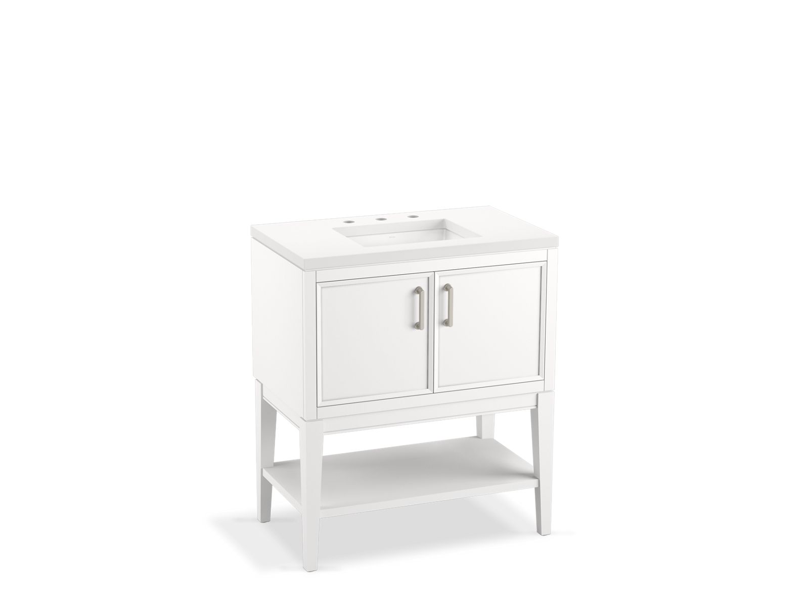 KOHLER K-33578-ASB-0 Winnow 30" Bathroom Vanity Cabinet With Sink And Quartz Top - White