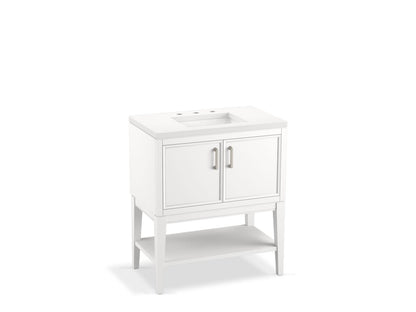 KOHLER K-33578-ASB-0 Winnow 30" bathroom vanity cabinet with sink and quartz top - White