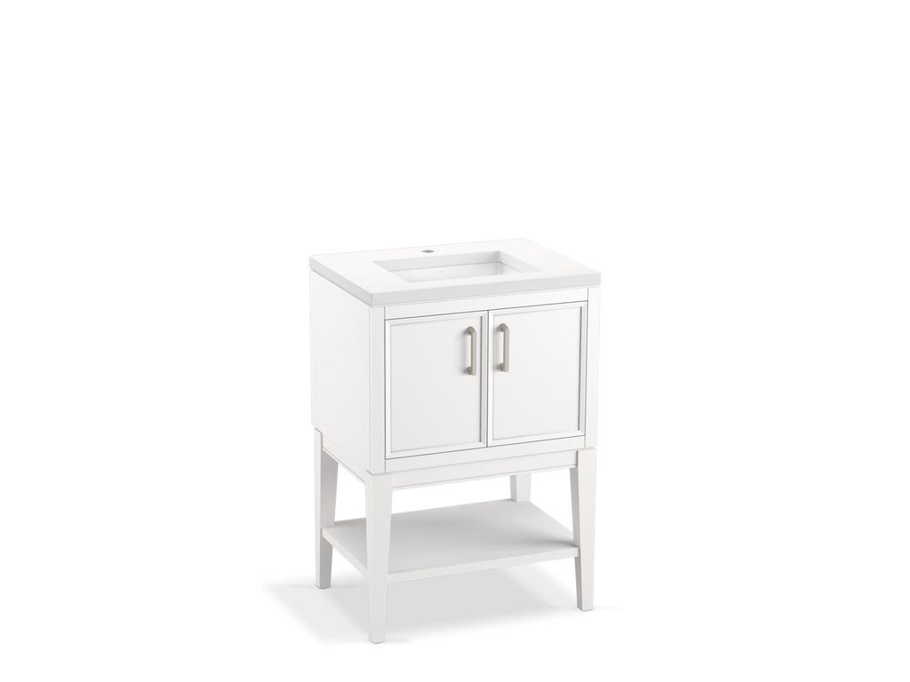 KOHLER K-33577-ASB-0 Winnow 24" Bathroom Vanity Cabinet With Sink And Quartz Top - White