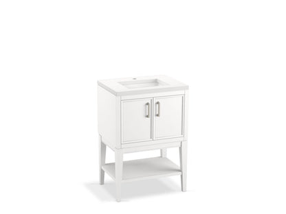 KOHLER K-33577-ASB-0 Winnow 24" bathroom vanity cabinet with sink and quartz top - White