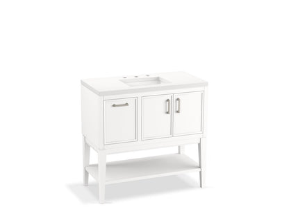 KOHLER K-33579-ASB-1WX Winnow 36" bathroom vanity cabinet with sink and quartz top - Slate Grey