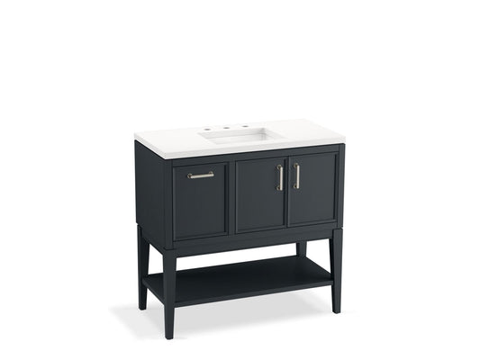 KOHLER K-33579-ASB-1WX Winnow 36" Bathroom Vanity Cabinet With Sink And Quartz Top In Slate Grey