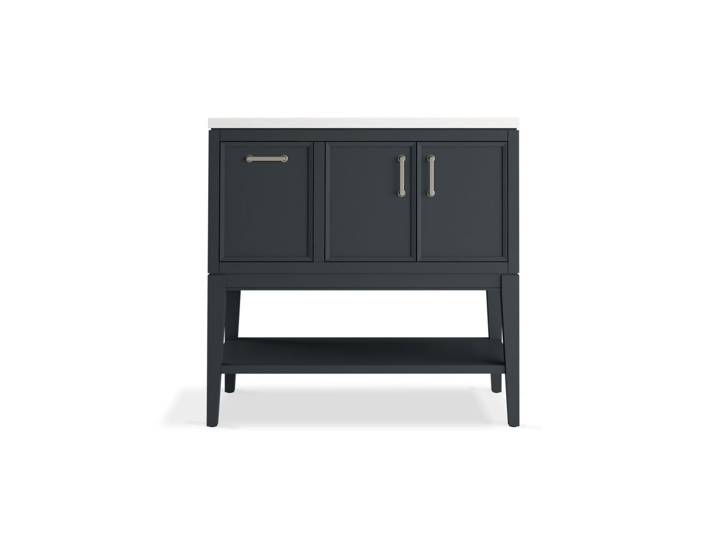 KOHLER K-33579-ASB-1WX Winnow 36" Bathroom Vanity Cabinet With Sink And Quartz Top In Slate Grey