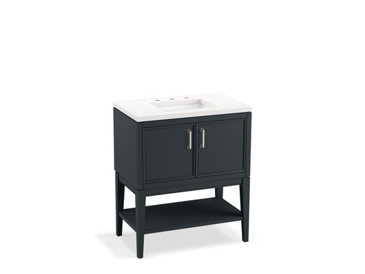 KOHLER K-33578-ASB-1WX Winnow 30" Bathroom Vanity Cabinet With Sink And Quartz Top In Slate Grey