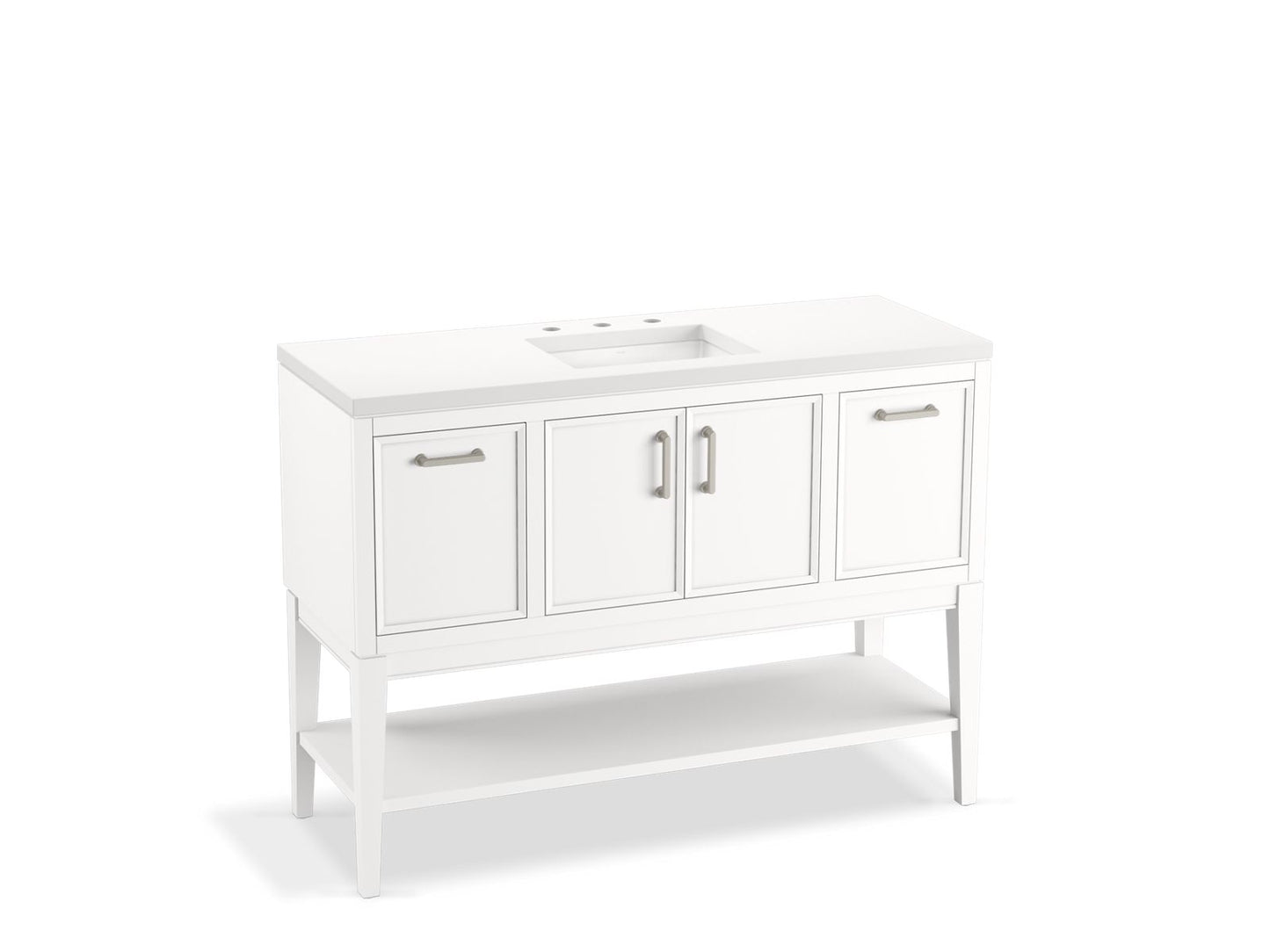 KOHLER K-33580-ASB-0 Winnow 48" Bathroom Vanity Cabinet With Sink And Quartz Top In White