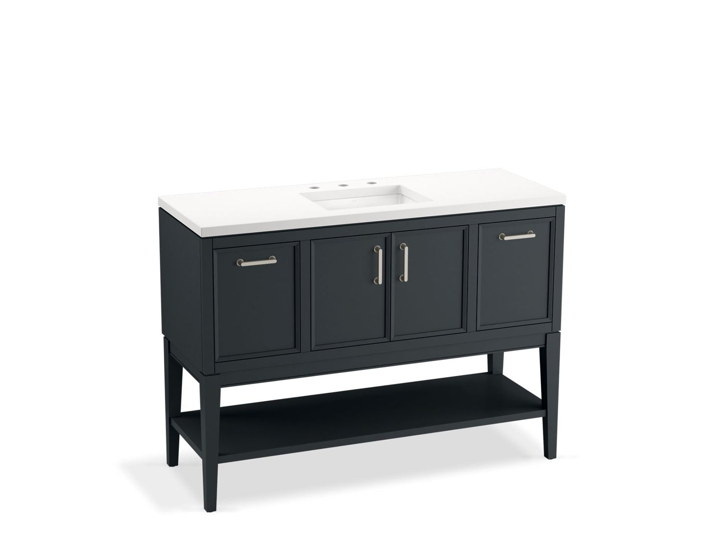 KOHLER K-33580-ASB-1WX Winnow 48" Bathroom Vanity Cabinet With Sink And Quartz Top In Slate Grey