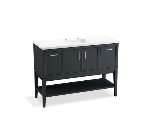 KOHLER K-33580-ASB-1WX Winnow 48" Bathroom Vanity Cabinet With Sink And Quartz Top In Slate Grey