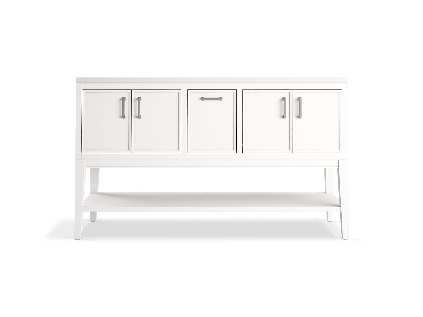 KOHLER K-33581-ASB-0 Winnow 60" Bathroom Vanity Cabinet With Sinks And Quartz Top In White