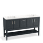 KOHLER K-33581-ASB-1WX Winnow 60" Bathroom Vanity Cabinet With Sinks And Quartz Top In Slate Grey