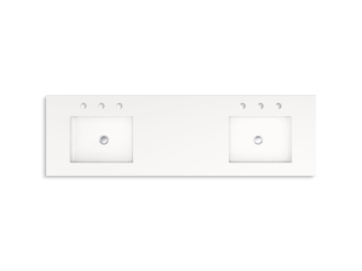 KOHLER K-33581-ASB-1WX Winnow 60" Bathroom Vanity Cabinet With Sinks And Quartz Top - Slate Grey