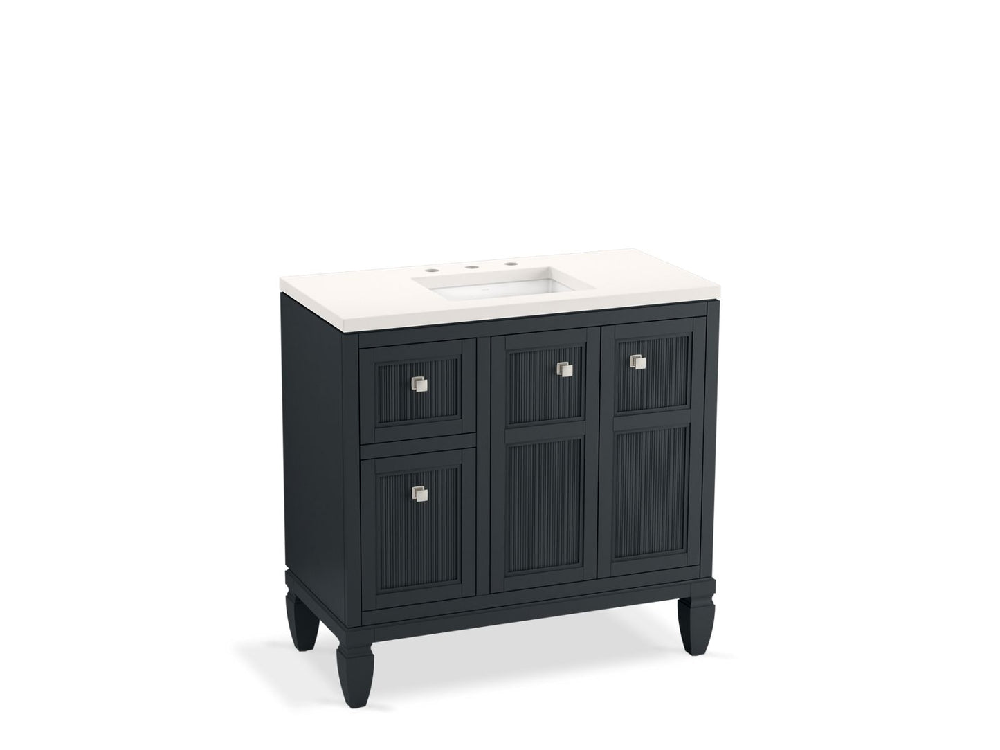 KOHLER K-33537-ASB-1WX Hearthaven 36" Bathroom Vanity Cabinet With Sink And Quartz Top In Slate Grey