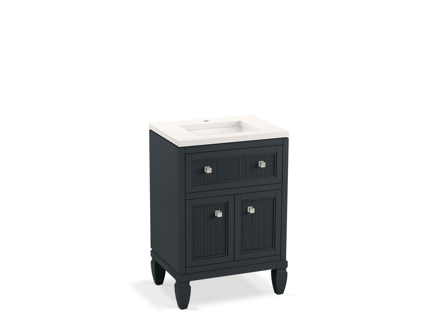 KOHLER K-33535-ASB-1WX Hearthaven 24" Bathroom Vanity Cabinet With Sink And Quartz Top In Slate Grey