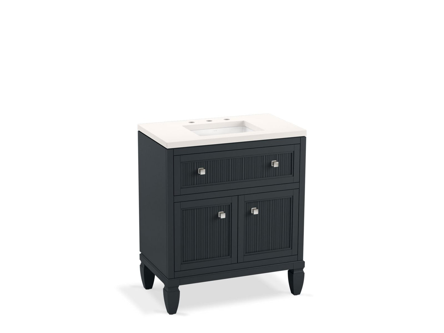 KOHLER K-33536-ASB-1WX Hearthaven 30" Bathroom Vanity Cabinet With Sink And Quartz Top In Slate Grey