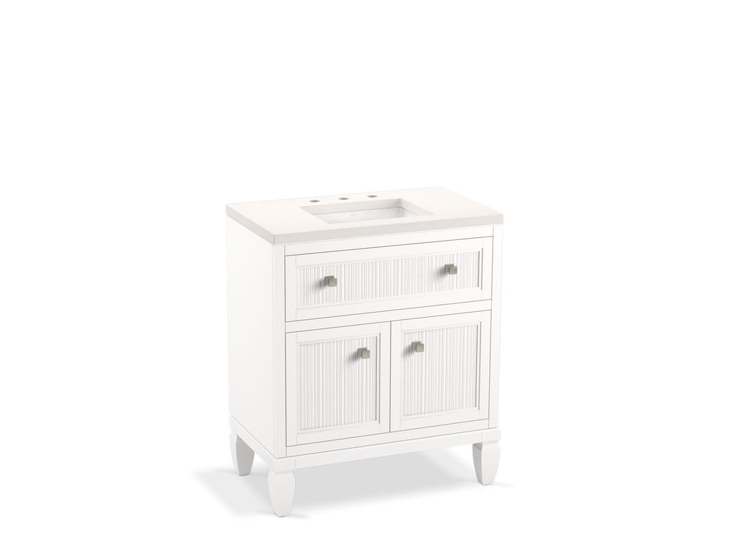 KOHLER K-33536-ASB-1WX Hearthaven 30" Bathroom Vanity Cabinet With Sink And Quartz Top - Slate Grey