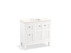 KOHLER K-33537-ASB-0 Hearthaven 36" Bathroom Vanity Cabinet With Sink And Quartz Top - White