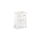 KOHLER K-33535-ASB-0 Hearthaven 24" Bathroom Vanity Cabinet With Sink And Quartz Top - White